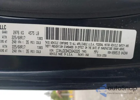 2014 Jeep Compass Latitude from USA, damaged, VIN 1C4NJDEB4ED642225